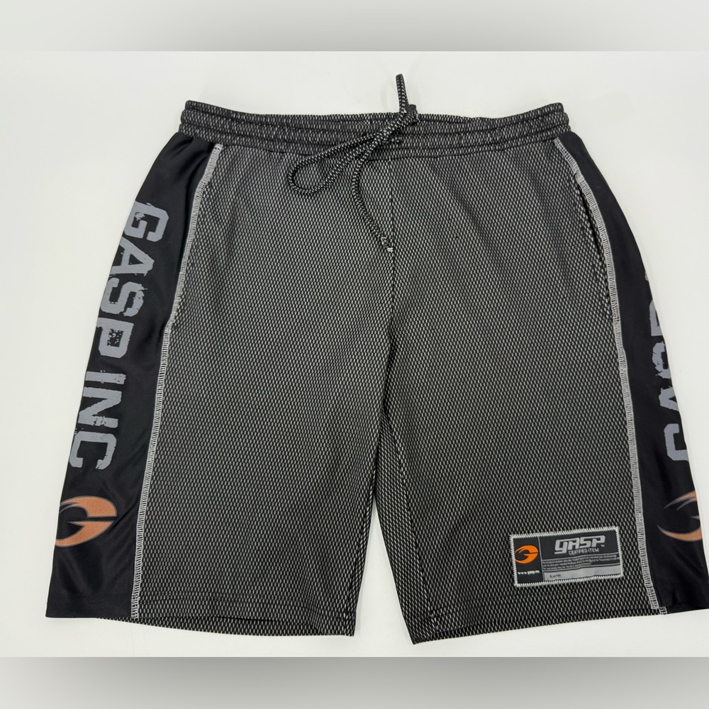 GASP Inc. Mesh Training Shorts Black & Gray Men’s‎ Size Medium M Elastic Waist
